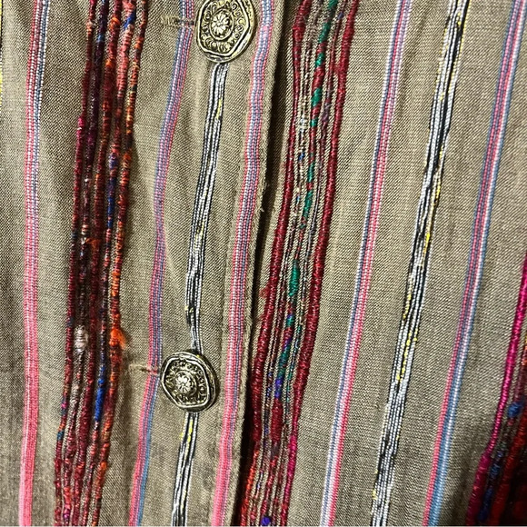 Coldwater Creek Tan/Olive Multi Color Embroidered Button Up Size XL - Picture 5 of 12